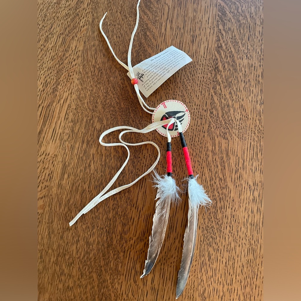 Navajo Deerhide Vintage Handmade Hand painted Dreamcatcher Native American 21”